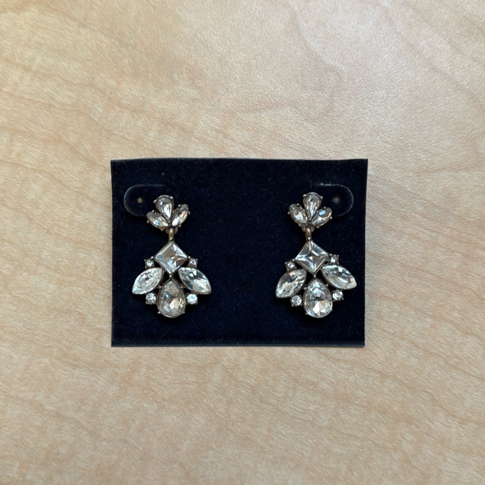 Elegant Bewjewled Silver Crystal Gem Drop Post Earrings